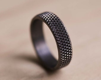 Knurled Tantalum Ring with Diamond Knurl Texture - Tantalum Wedding Band - Textured Wedding Ring - Knurled Ring