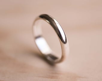 Half Round Domed Sterling Silver Ring, 100% Recycled Sterling Silver, Ethical Wedding Ring, Sustainable Ring