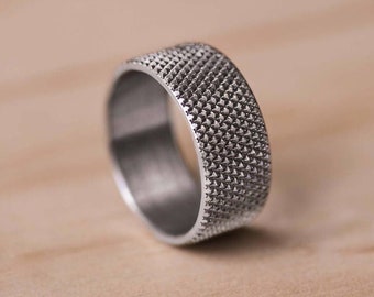 Knurled Marine Grade 316 Stainless Steel Ring - Diamond Pattern Knurl - Stainless Steel Wedding Ring - Knurled Wedding Band