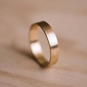 Brushed Solid Yellow Gold Wedding Band - Gold Wedding Band - Brushed Gold Ring