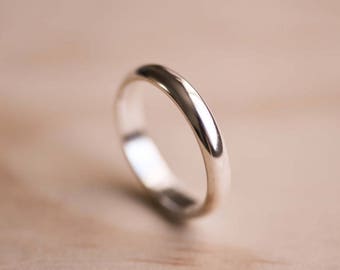 Half Round Domed Argentium Silver Ring - 100% Recycled Argentium Silver - Ethical Wedding Ring