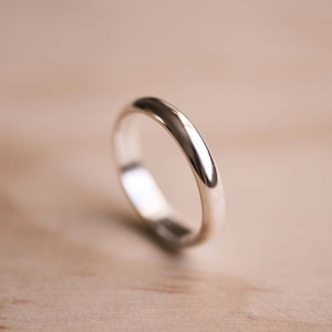 Half Round Domed Argentium Silver Ring, 100% Recycled Argentium Silver, Ethical Wedding Ring