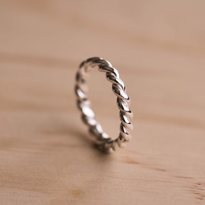 Twisted Rope Design Sterling Silver Ring Recycled Silver Ring Ethical Wedding Ring image 1