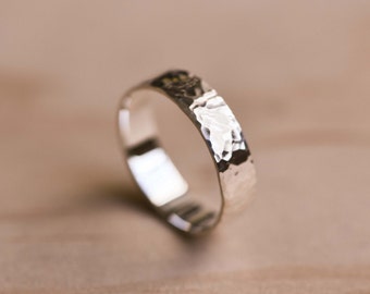 Hammered Sterling Silver Ring - 100% Recycled Sterling Silver - Ethical Wedding Ring