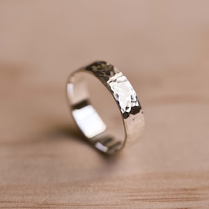 Hammered Sterling Silver Ring 100% Recycled Sterling Silver Ethical Wedding Ring image 1