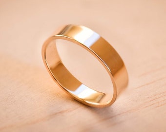 Polished Solid Yellow Gold Wedding Band - Gold Wedding Band - Polished Gold Ring