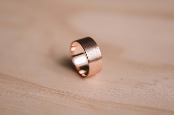 Handcrafted 9 Carat Rose Gold Brushed Wedding Band, Mens Ring, Mens Wedding Ring