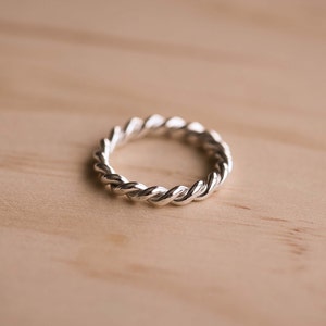 Twisted Rope Design Sterling Silver Ring Recycled Silver Ring Ethical Wedding Ring image 3