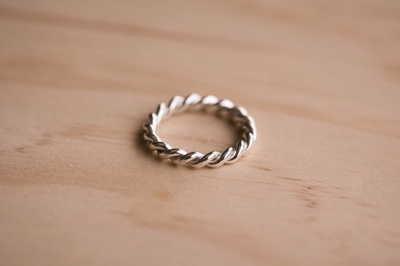 Twisted Rope Design Sterling Silver Ring Recycled Silver Ring Ethical Wedding Ring image 3