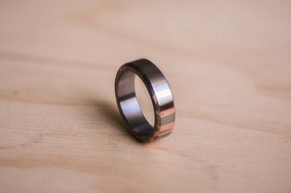 Handcrafted Superconductor Ring with Tantalum Liner, Mens Ring, Mens Wedding Ring