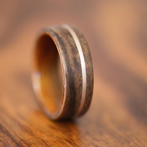 Rose Gold Inlay in Santos Rosewood Bentwood Ring Wooden Ring Rose Gold Ring image 2