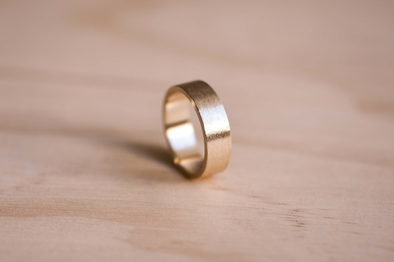 Handcrafted 9 Carat Gold Wedding Band, Brushed Finish (1.5mm Thick), Mens Ring, Mens Wedding Ring