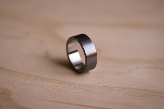 Brushed Tantalum Ring: Two-Tone Stainless Steel Liner Wedding Band, Mens Ring, Mens Wedding Ring