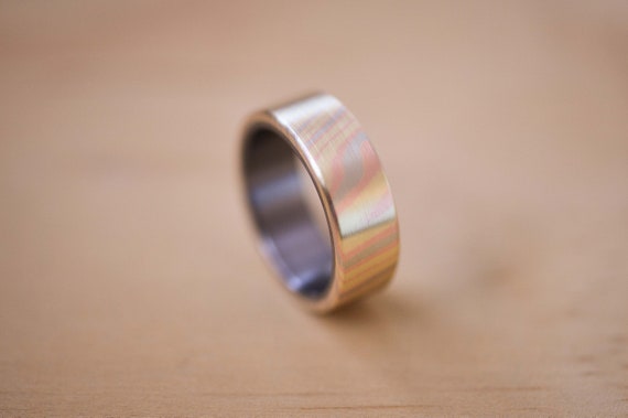 Handcrafted Mokume Gane Ring: Copper, Brass, Silver Nickel with Tantalum Liner, Mens Ring, Mens Wedding Ring