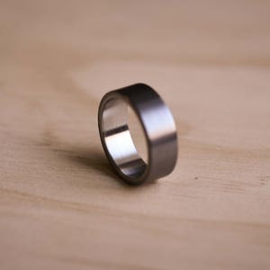2-Tone Brushed Tantalum Ring with a Marine Grade 316 Stainless Steel Liner Tantalum Wedding Band image 2