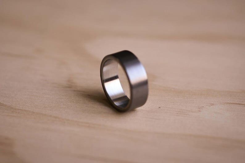 2-Tone Brushed Tantalum Ring with a Marine Grade 316 Stainless Steel Liner Tantalum Wedding Band image 2