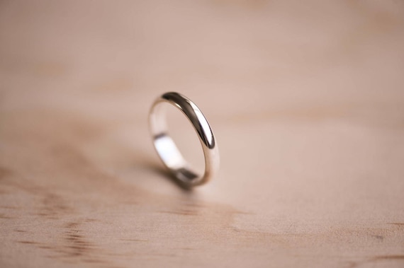 Handcrafted Argentium Silver Ring: Domed Recycled Metal, Ethical Wedding  Band