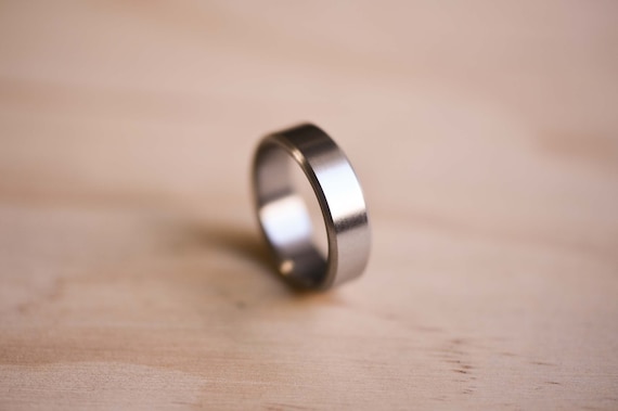 Handmade Chamfered Titanium Ring: Brushed Finish Wedding Band, Mens Ring, Mens Wedding Ring