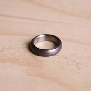 Brushed Domed Tantalum Ring with a Titanium Liner Dark Blue Grey Tantalum Tantalum Wedding Band Grey Wedding Ring image 3