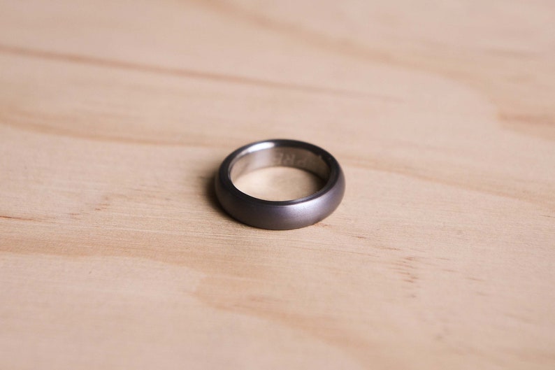 Brushed Domed Tantalum Ring with a Titanium Liner Dark Blue Grey Tantalum Tantalum Wedding Band Grey Wedding Ring image 3