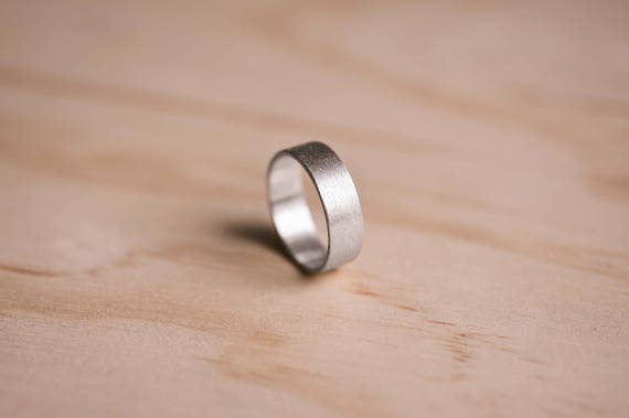 Handcrafted Brushed Argentium Silver Ring: Ethical Wedding Band, Mens Ring, Mens Wedding Ring