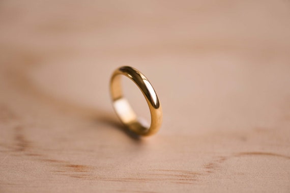 Handcrafted 9 Carat Yellow Gold Domed Wedding Band, Mens Ring, Mens Wedding Ring