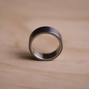 2-Tone Brushed Tantalum Ring with a Marine Grade 316 Stainless Steel Liner Tantalum Wedding Band image 3