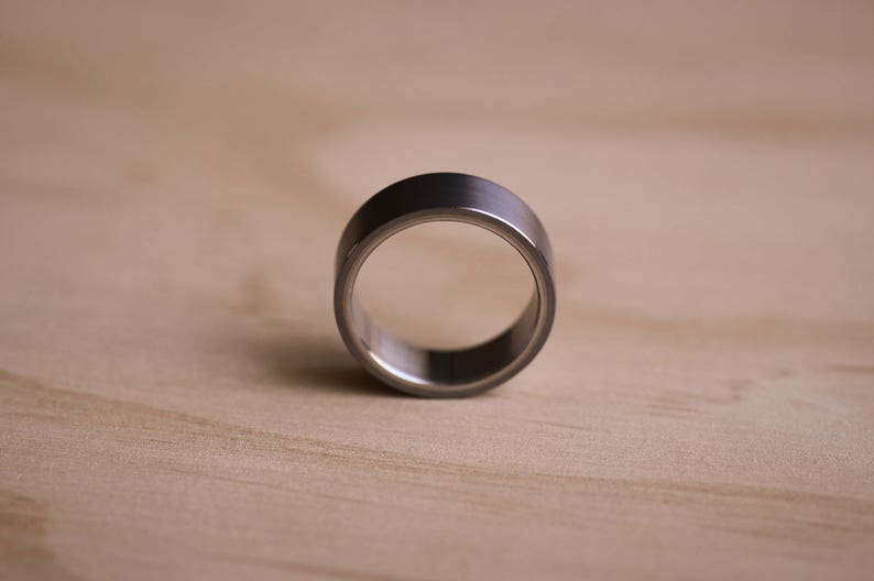 2-Tone Brushed Tantalum Ring with a Marine Grade 316 Stainless Steel Liner Tantalum Wedding Band image 3