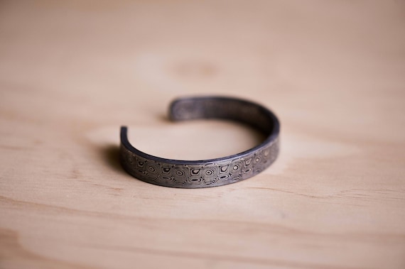 Handmade Damasteel Damascus Rose Pattern Cuff