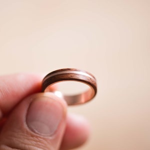 Solid Rose Gold Inlay and Liner in Santos Rosewood Bentwood Ring Wooden Ring Rose Gold Ring image 5