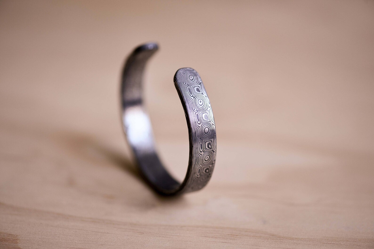 Damasteel Damascus Rose Pattern Cuff/bracelet Etsy