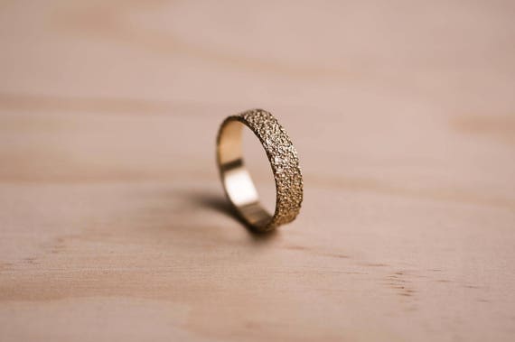 Handcrafted 9 Carat Gold Ring: Volcanic Rock Texture Wedding Band