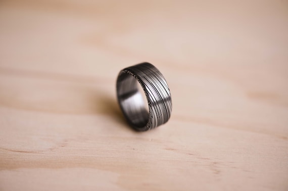 Handcrafted Damasteel Damascus Ring: Heimskringla Pattern Wedding Band, Mens Ring, Mens Wedding Ring