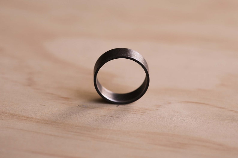 Oxidised Marine Grade 316 Stainless Steel Ring with a Brushed Finish Stainless Steel Wedding Band image 3
