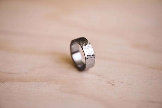Handcrafted Hammered Titanium Ring: Aerospace Grade Wedding Band, Mens Ring, Mens Wedding Ring