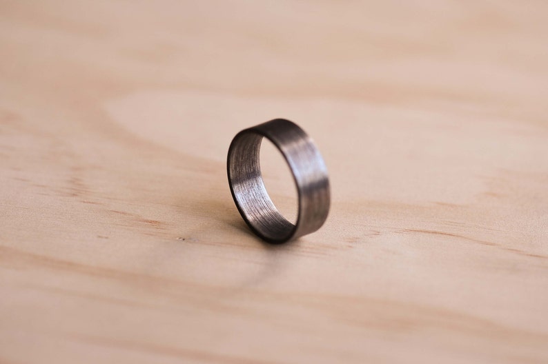 Oxidised Marine Grade 316 Stainless Steel Ring with a Brushed Finish Stainless Steel Wedding Band image 2