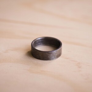 Oxidised Marine Grade 316 Stainless Steel Ring with a Brushed Finish Stainless Steel Wedding Band image 4