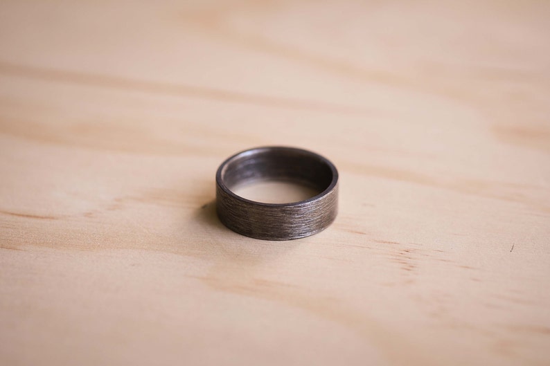 Oxidised Marine Grade 316 Stainless Steel Ring with a Brushed Finish Stainless Steel Wedding Band image 4