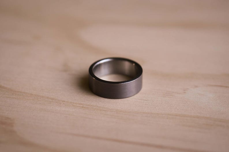 2-Tone Brushed Tantalum Ring with a Marine Grade 316 Stainless Steel Liner Tantalum Wedding Band image 4