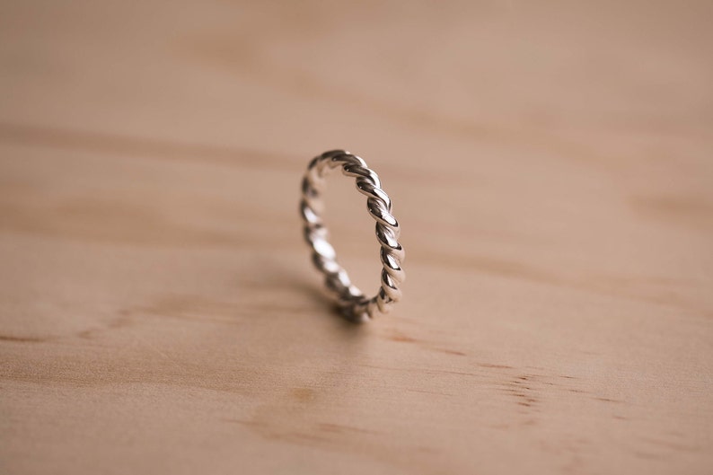 Twisted Rope Design Sterling Silver Ring Recycled Silver Ring Ethical Wedding Ring image 1