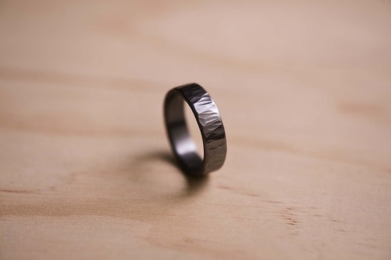 Handcrafted Tantalum Wedding Band: Wide Hammered Texture, Hypoallergenic, Mens Ring, Mens Wedding Ring