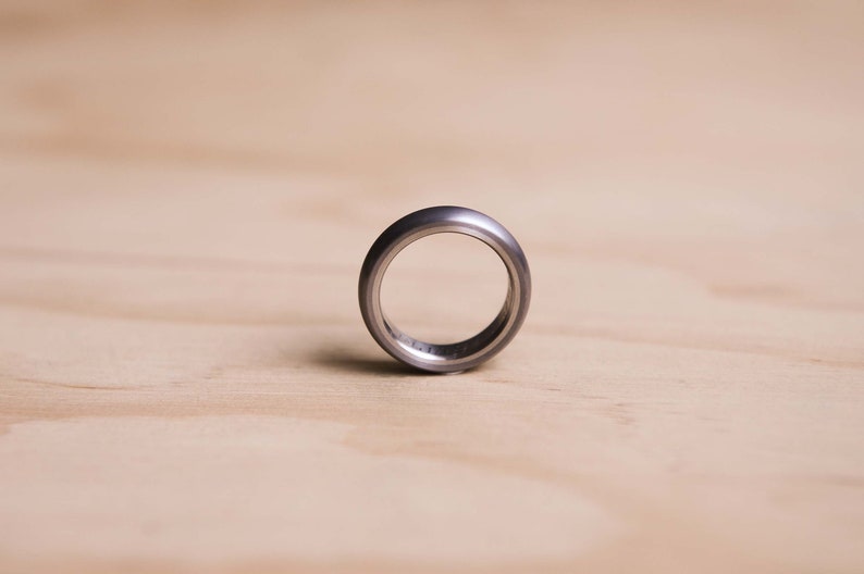 Brushed Domed Tantalum Ring with a Titanium Liner Dark Blue Grey Tantalum Tantalum Wedding Band Grey Wedding Ring image 2
