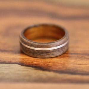 Rose Gold Inlay in Santos Rosewood Bentwood Ring Wooden Ring Rose Gold Ring image 3