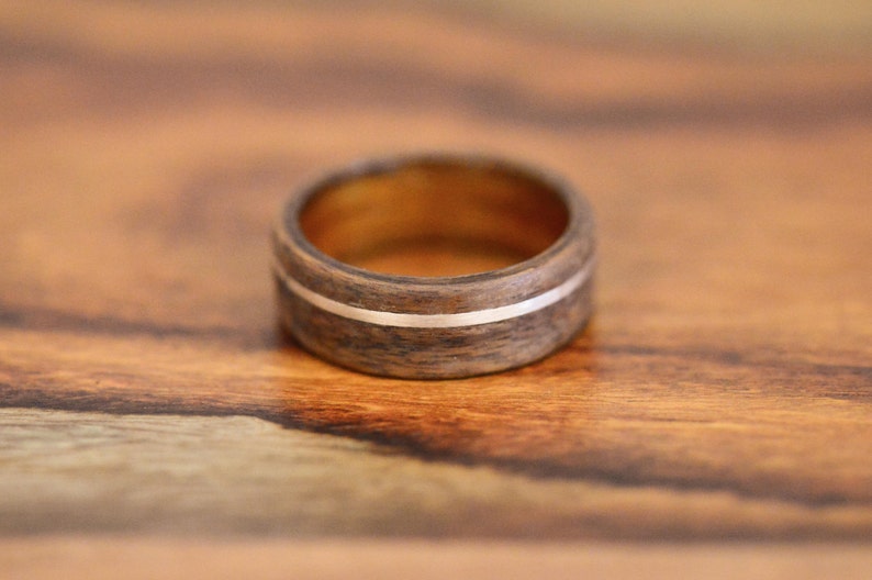 Rose Gold Inlay in Santos Rosewood Bentwood Ring Wooden Ring Rose Gold Ring image 3