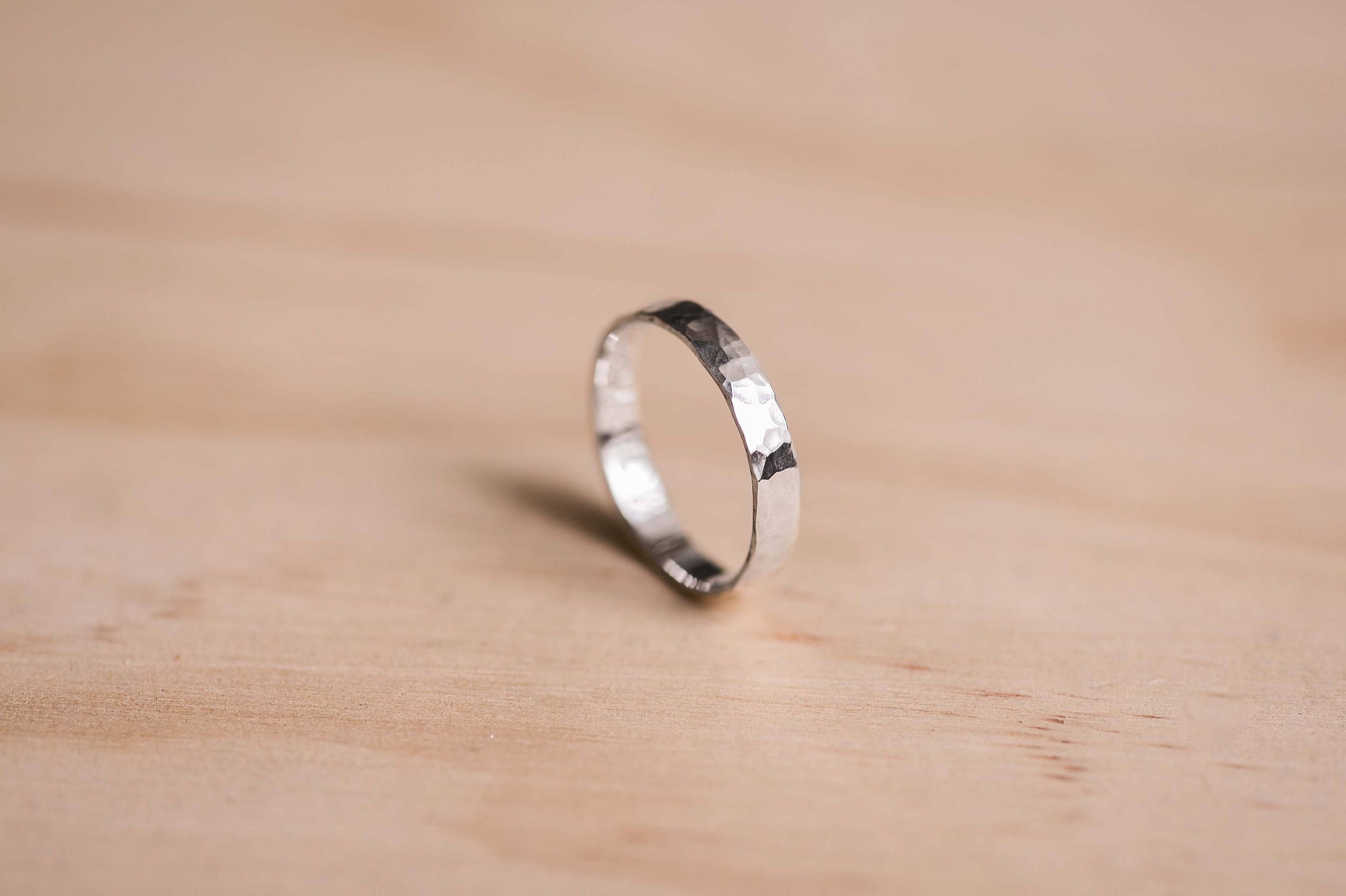 Hammered Argentium Silver Wedding Ring: Recycled, Ethical Band