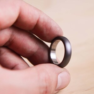 Brushed Domed Tantalum Ring with a Titanium Liner Dark Blue Grey Tantalum Tantalum Wedding Band Grey Wedding Ring image 4