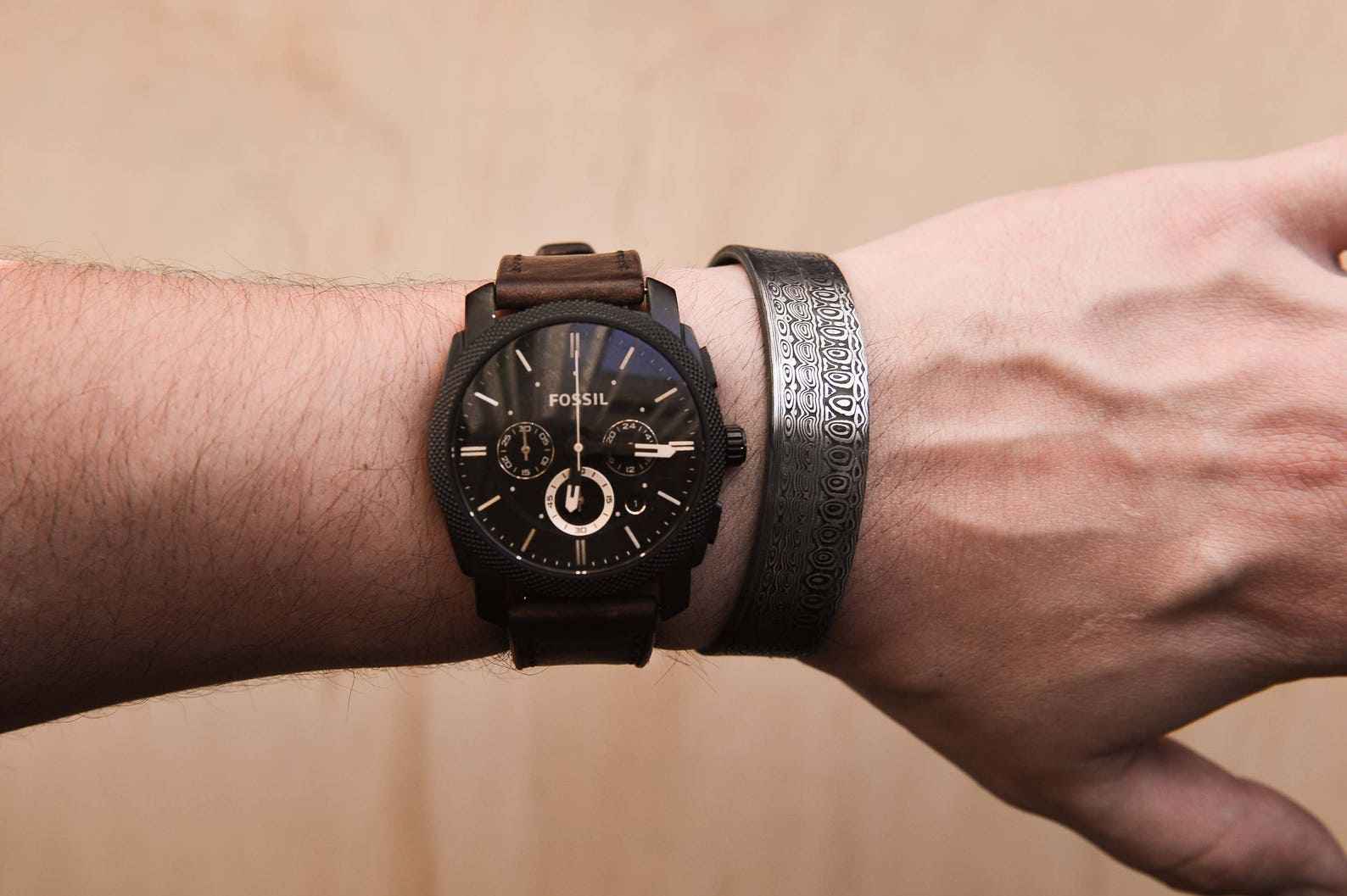 Damasteel Damascus Munin Pattern Cuff/bracelet Etsy