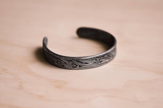 Damasteel Damascus Thor Pattern Cuff/Bracelet, Damascus Steel Jewelry