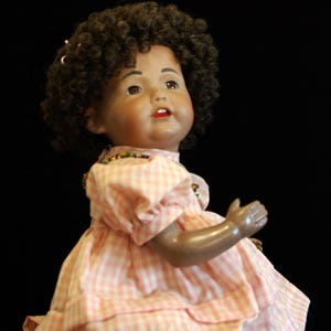 Say Hi to Eugenie, a beautiful girl doll in a pink gingham dress image 4
