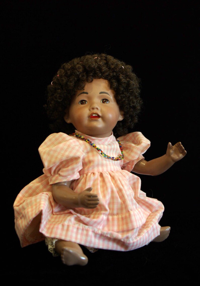 Say Hi to Eugenie, a beautiful girl doll in a pink gingham dress image 2